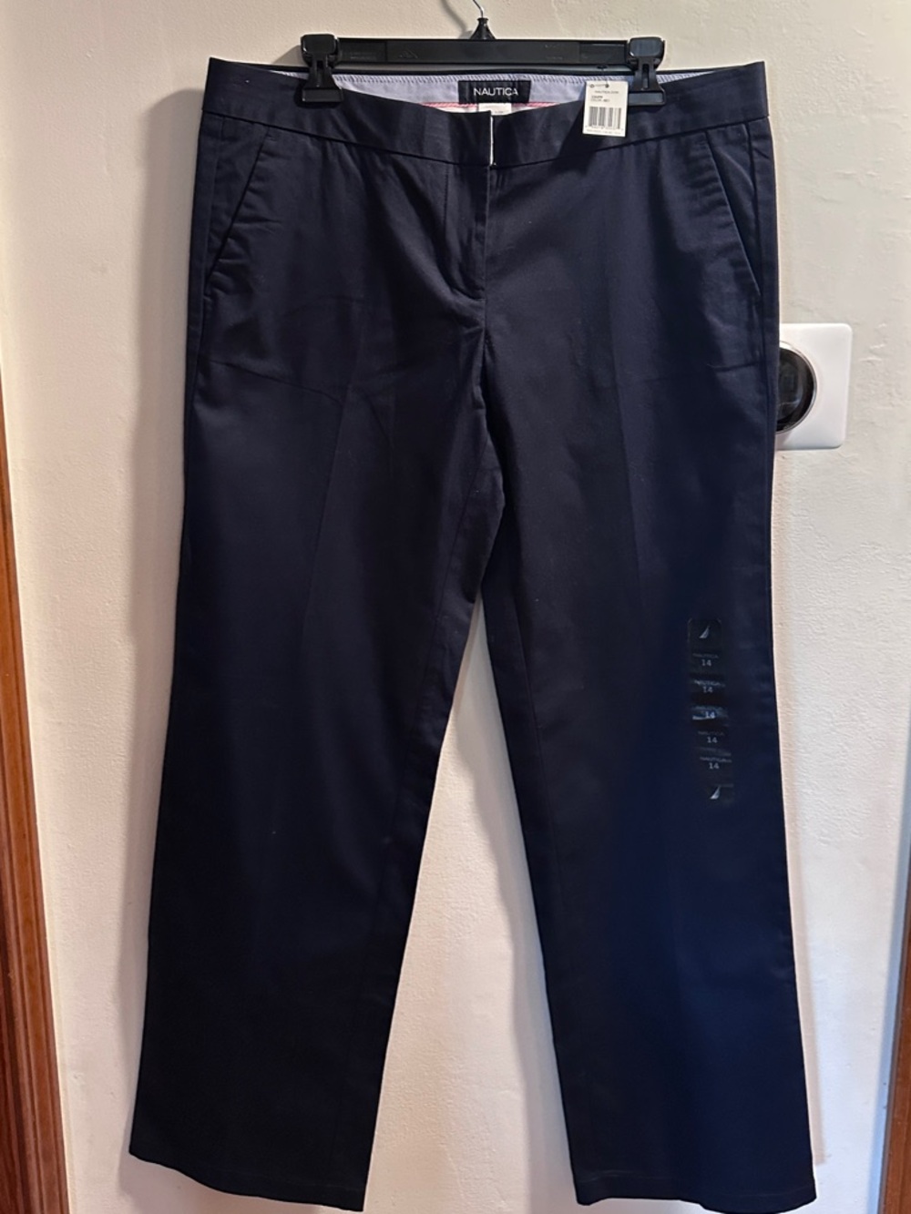 Nautica Women's Dark Navy Straight-Leg Twill Pants
